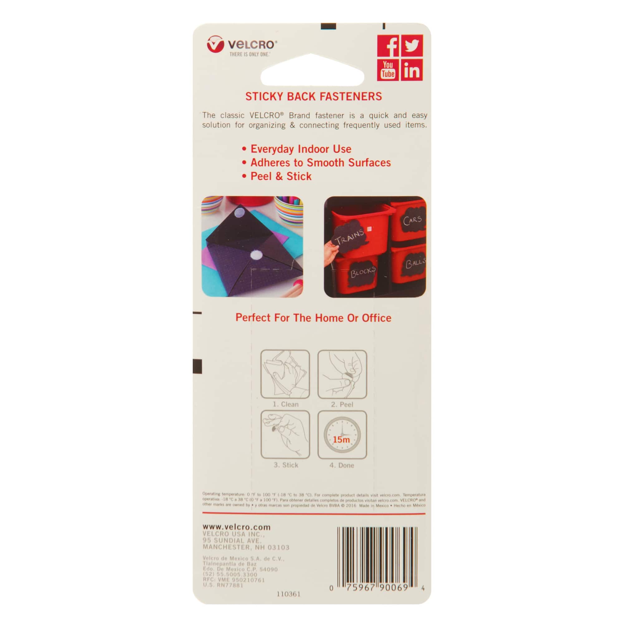12 Packs: 15 ct. (180 total) VELCRO® Brand Sticky Back Black Coins